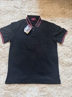GG Black Polo with Pink Trim and Collar Branding